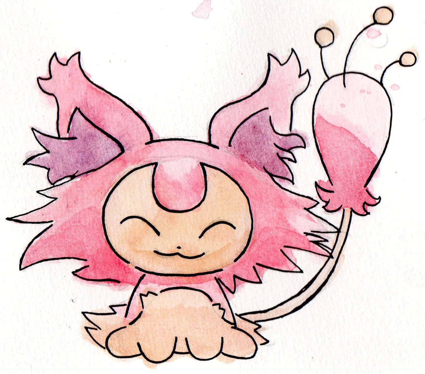 Watercolor Skitty Illustration Picture