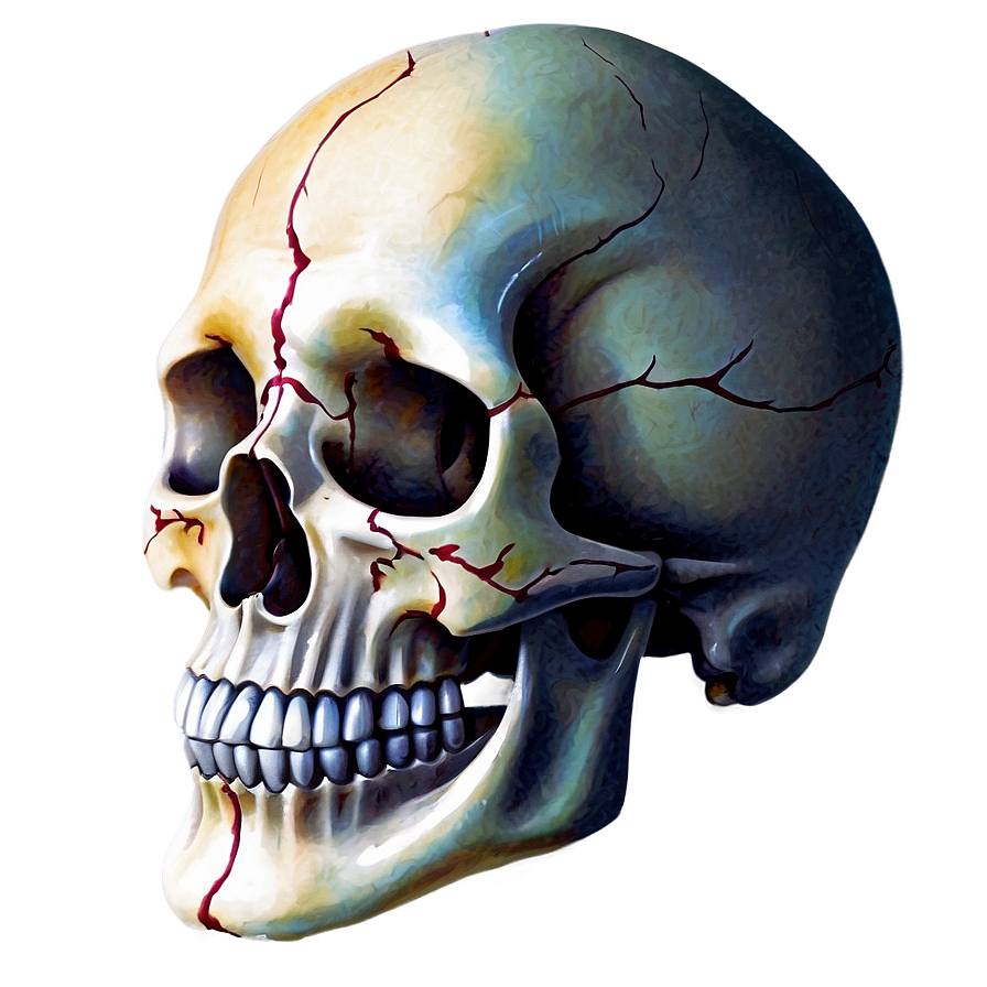 Watercolor Skull Painting Png B PNG