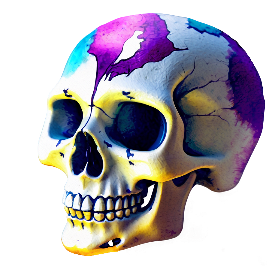 Watercolor Skull Painting Png C PNG