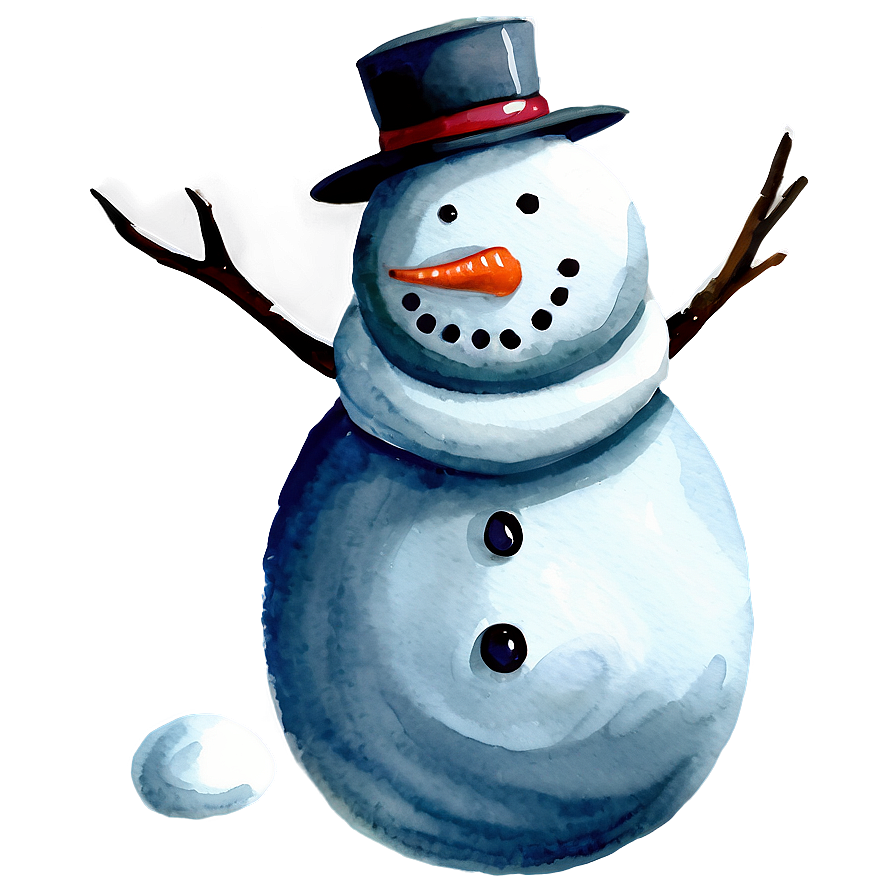 Watercolor Snowman Painting Png 4 PNG