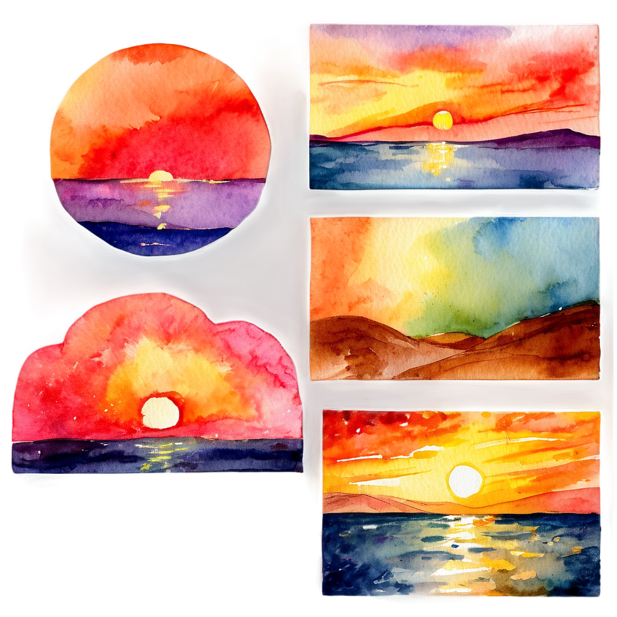 Watercolor Sunsets And Sunrises Png 05032024 PNG