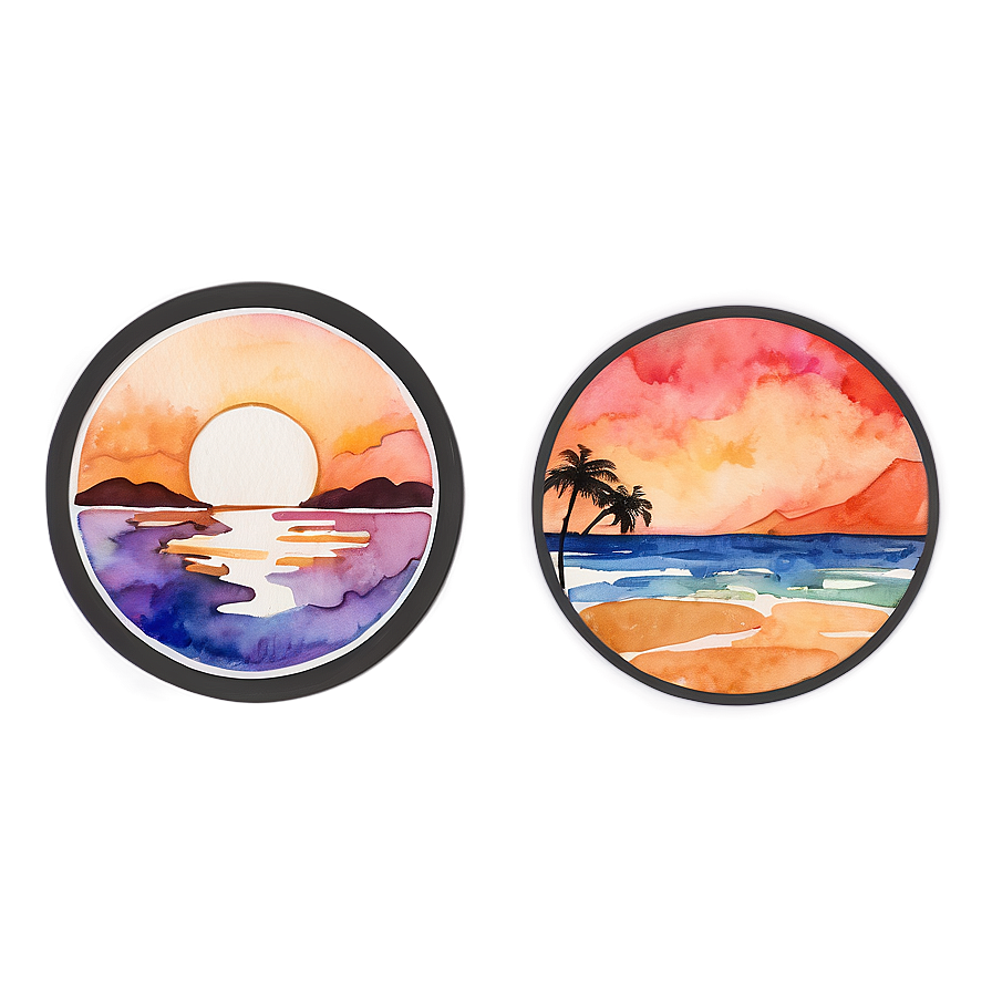 Watercolor Sunsets And Sunrises Png Aau34 PNG