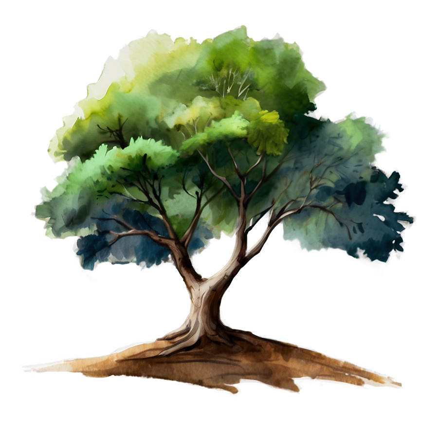 Watercolor Tree Elevation Png 06262024 PNG