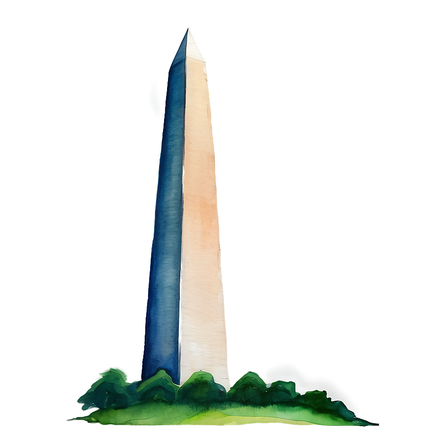 Watercolor Washington Monument Portrait Png Ios55 PNG