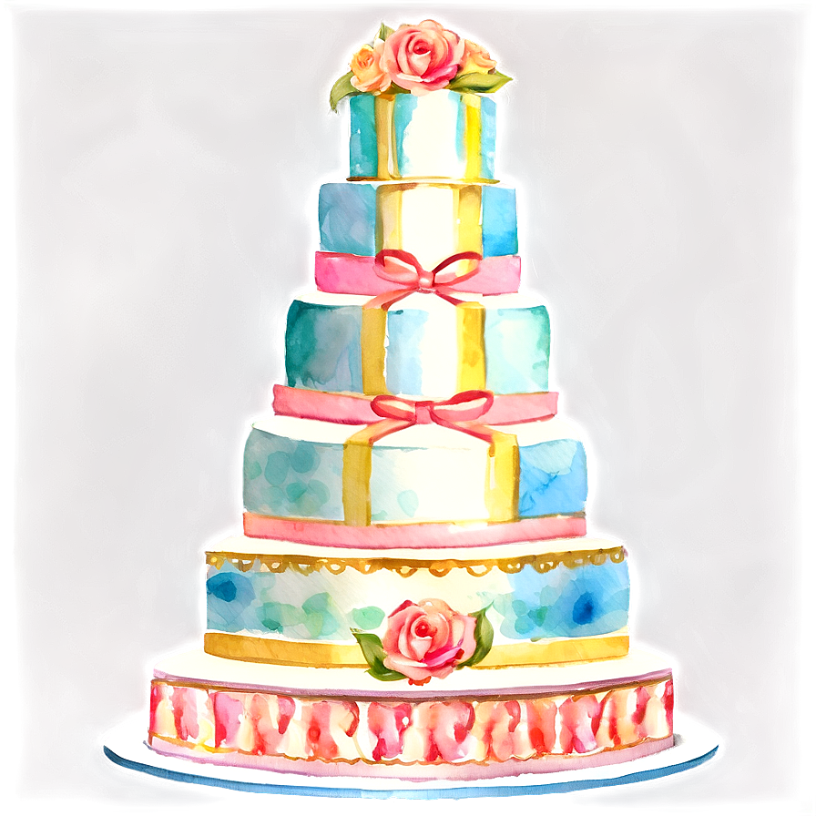 Watercolor Wedding Cake Png 06122024 PNG