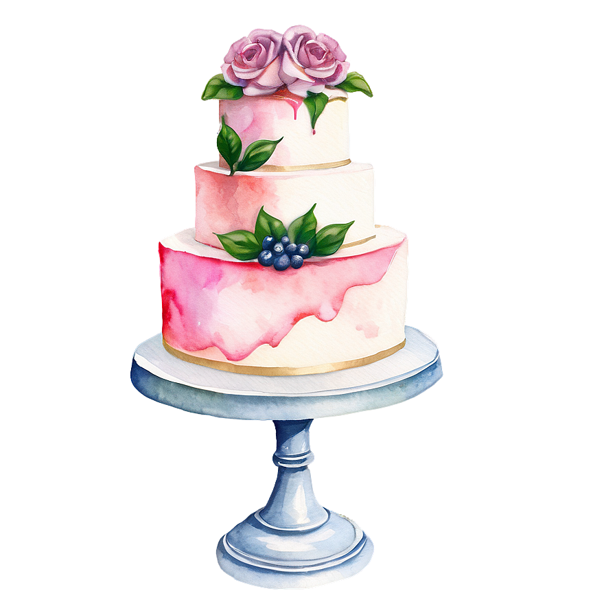 Watercolor Wedding Cake Png Qkk64 PNG