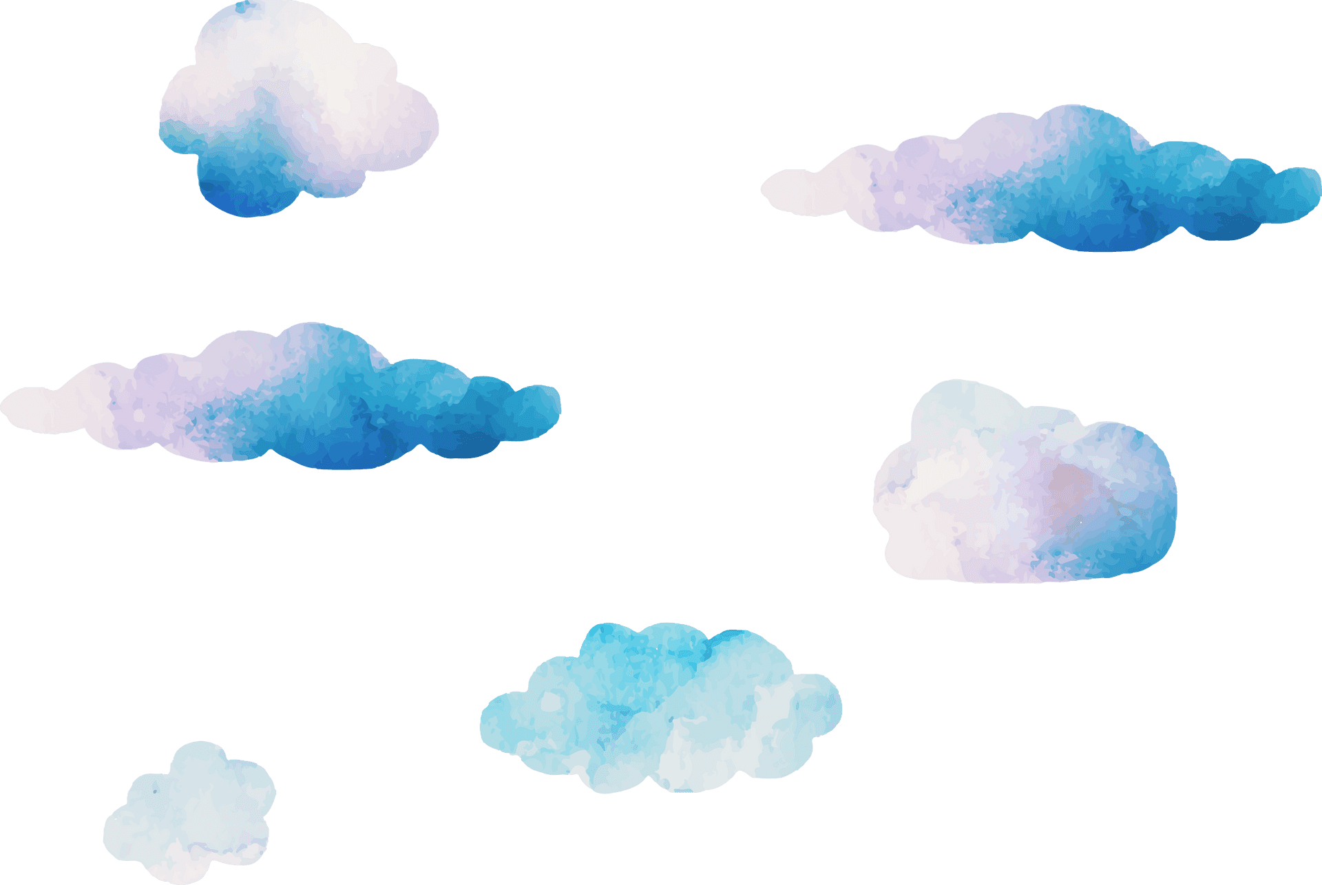 Watercolor_ Cartoon_ Clouds_ Set PNG