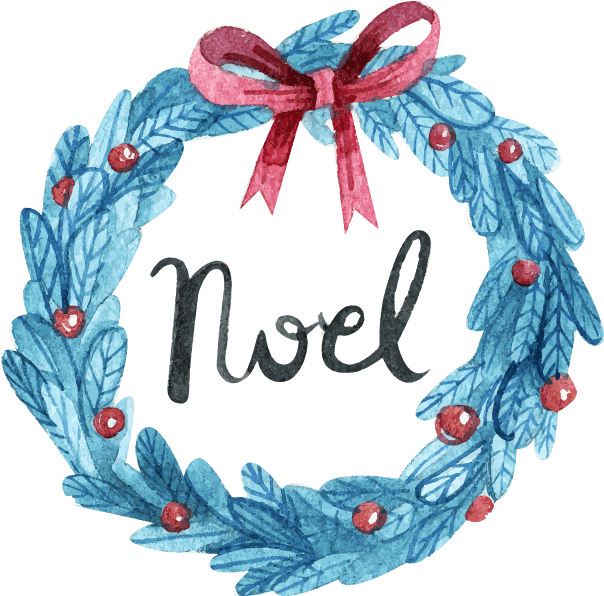 Watercolor_ Christmas_ Wreath_ Noel PNG