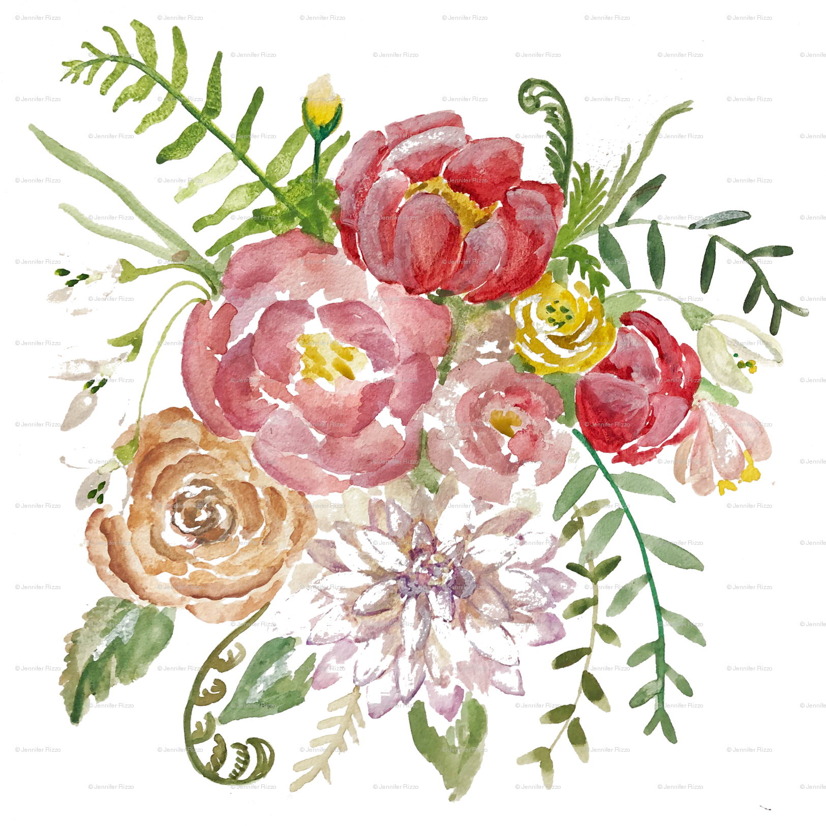 Watercolor_ Floral_ Arrangement_ Artwork PNG