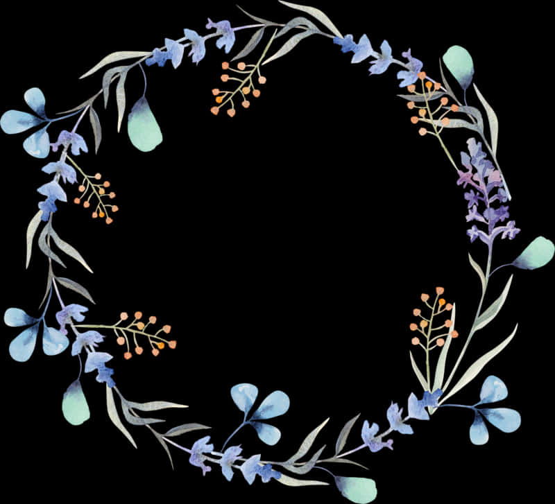 Watercolor_ Floral_ Wreath_ Dark_ Background PNG