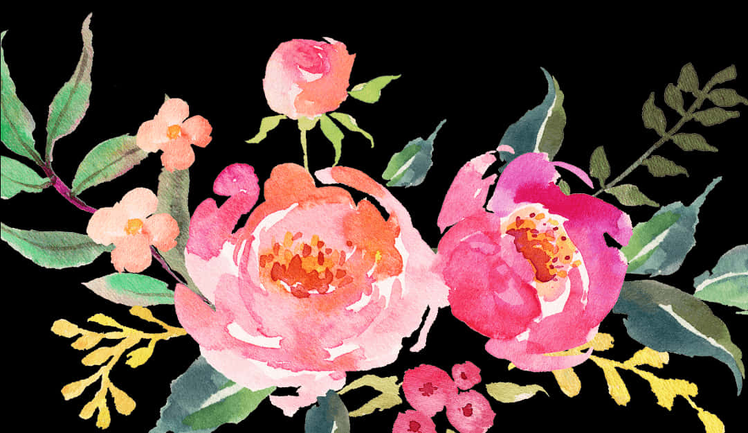 Watercolor_ Pink_ Flowers_ Artwork PNG