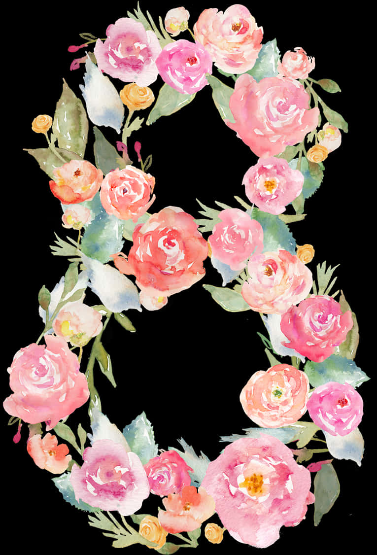 Watercolor_ Pink_ Rose_ Wreath PNG