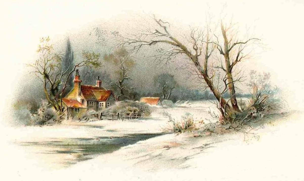 Watercolour Art Winter Landscape Wallpaper
