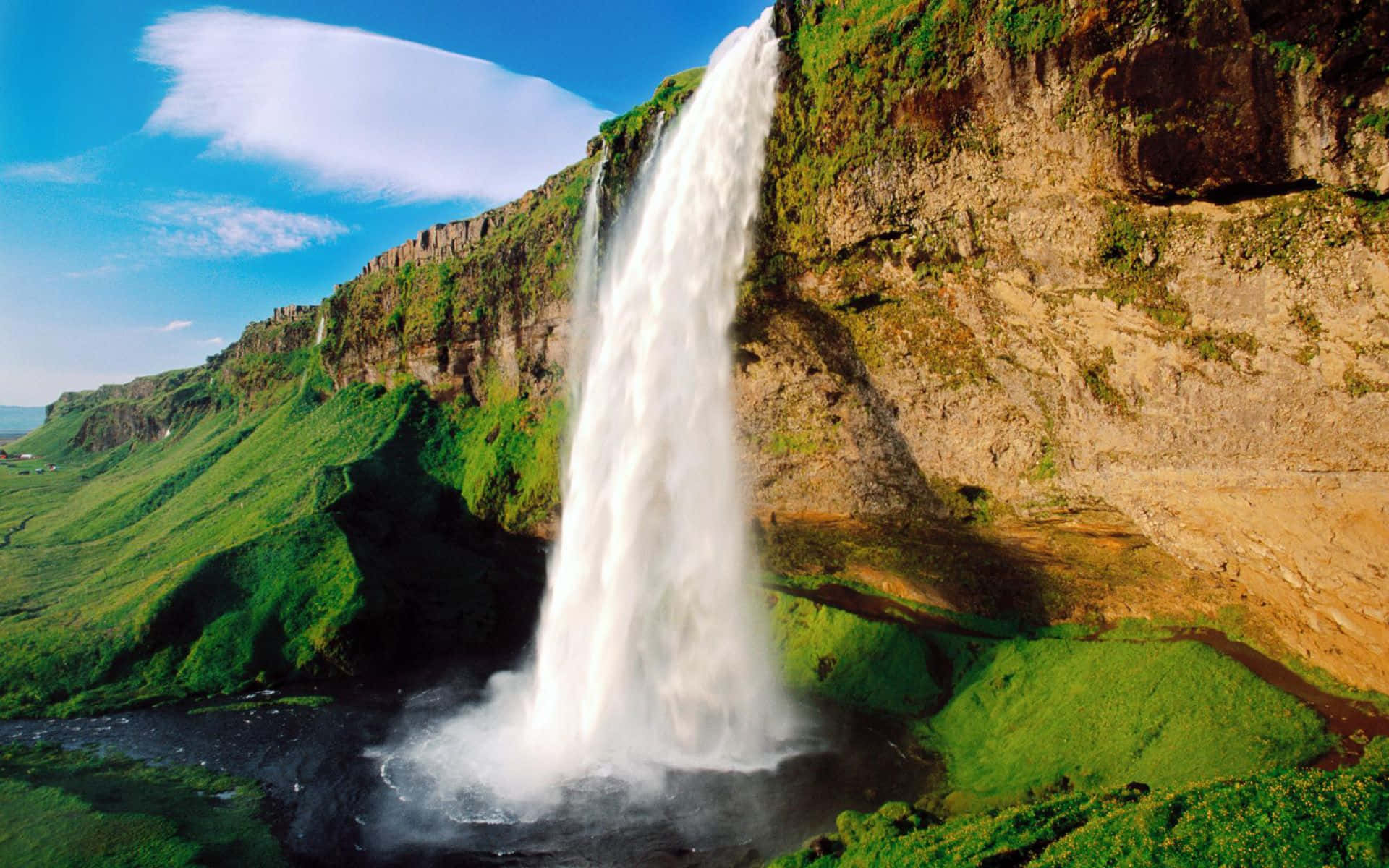 Seljalandsfosssüdküste Island Wasserfall Desktop Wallpaper