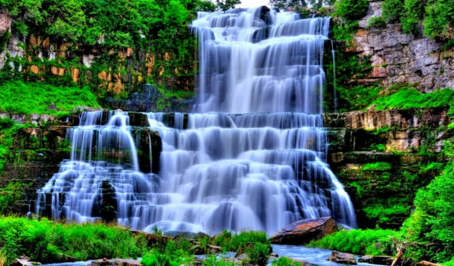 Chittenango Falls State Park Waterfall Desktop Wallpaper