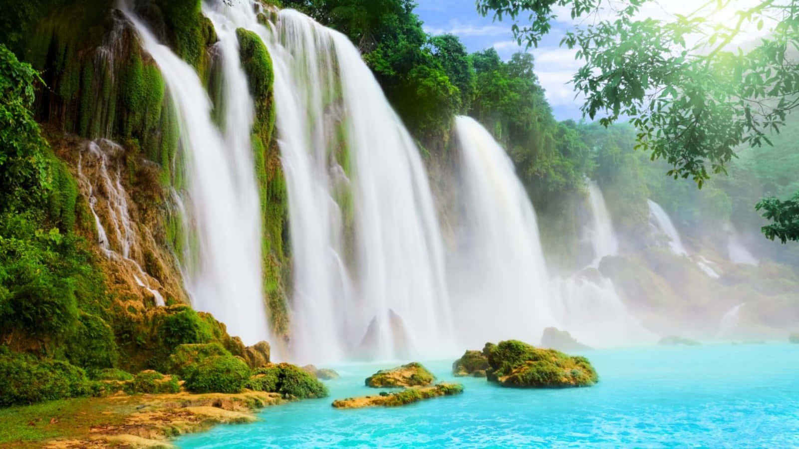Erawanfälle Thailand Wasserfall Hintergrundbild Wallpaper