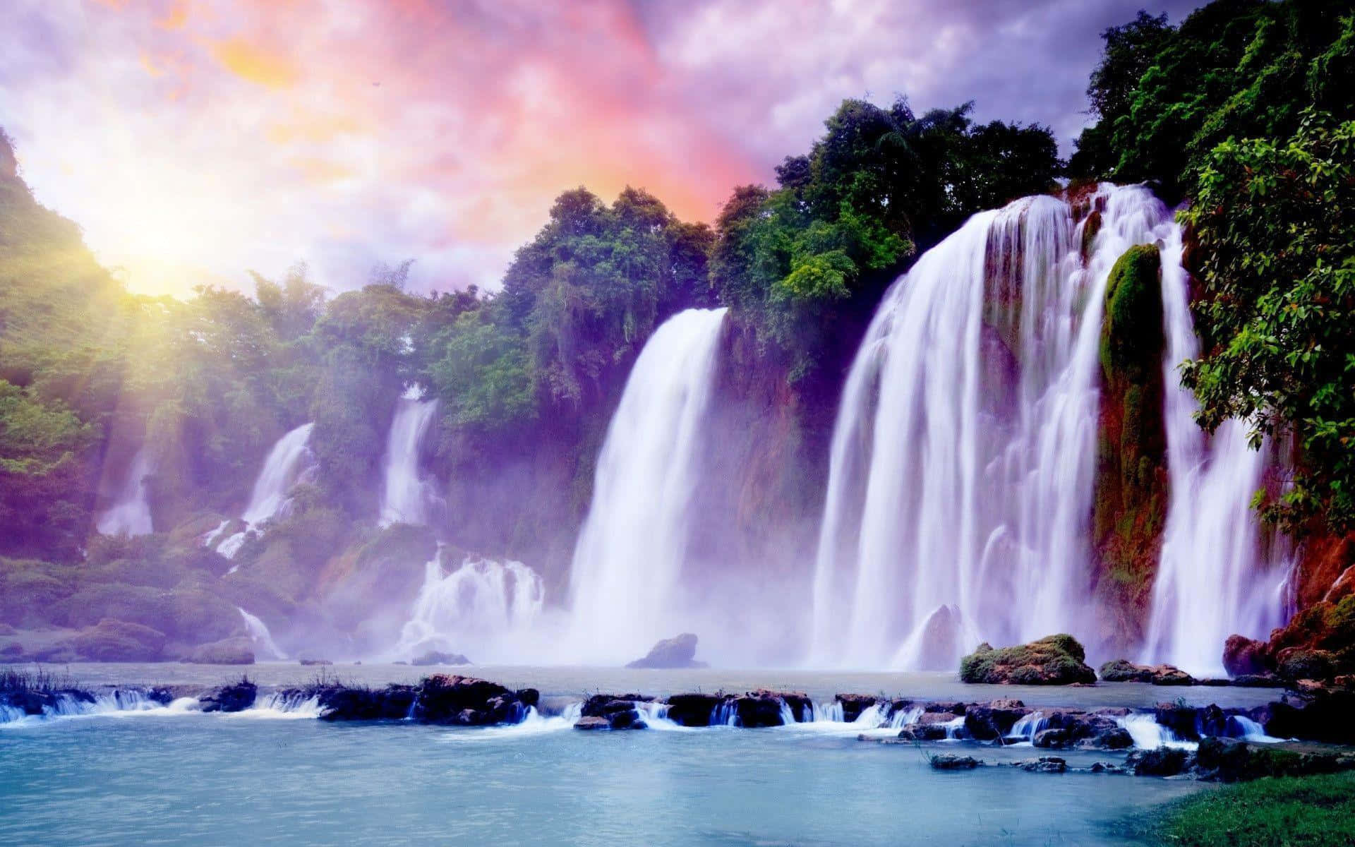 Ban Gioc Vietnam Waterfall Desktop Wallpaper