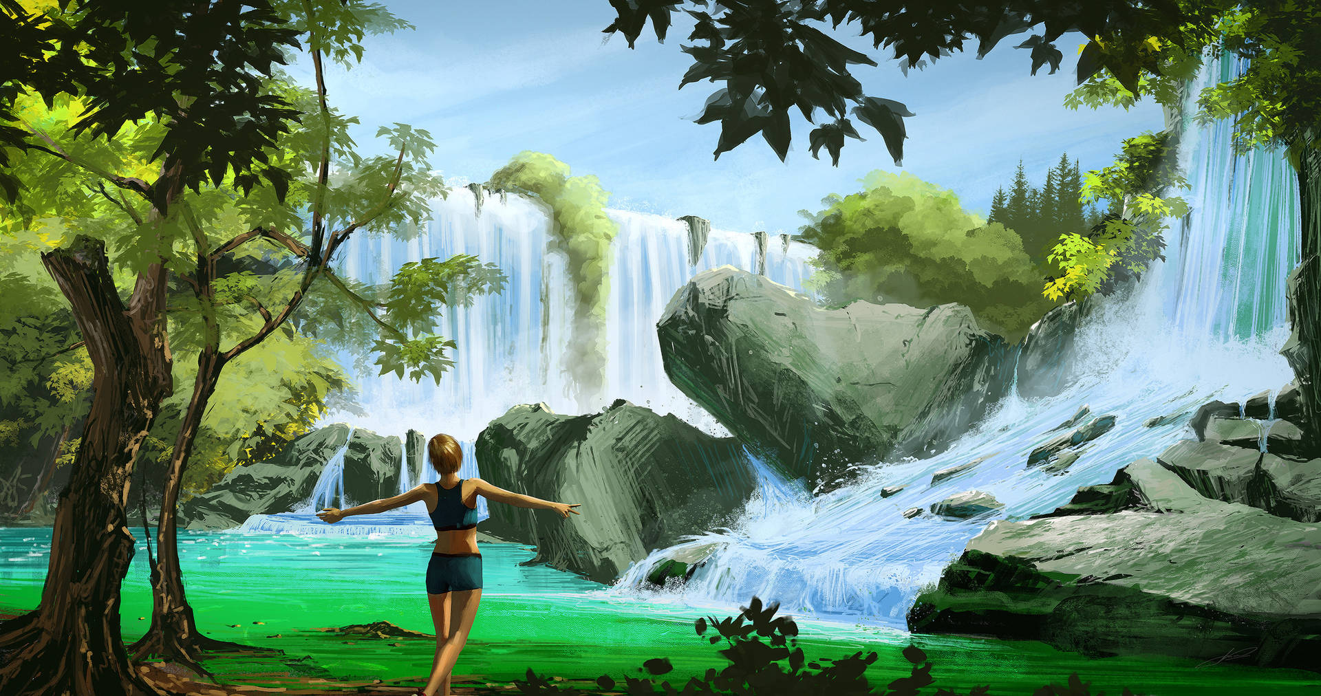 Waterfall Digital Painting