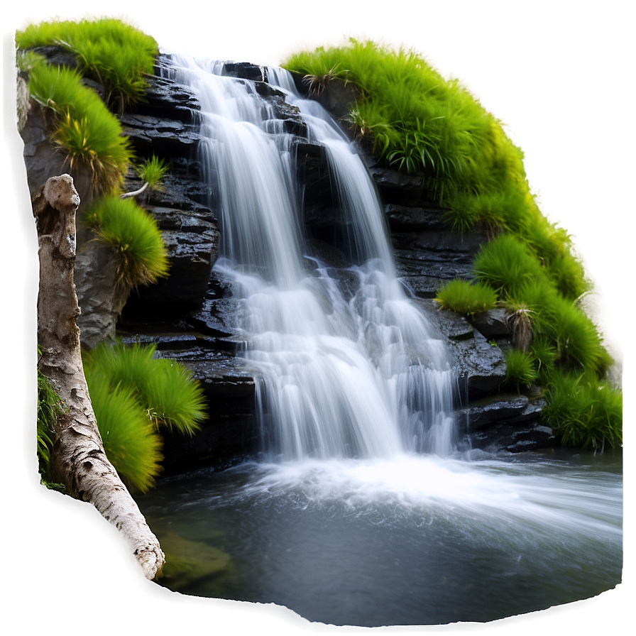 Waterfall In Alpine Setting Png Drg PNG