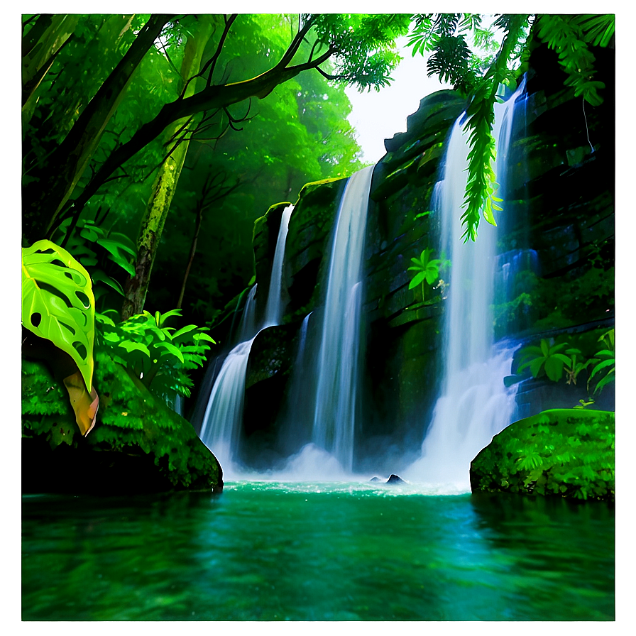 Download Waterfall In Deep Forest Png Byg | Wallpapers.com