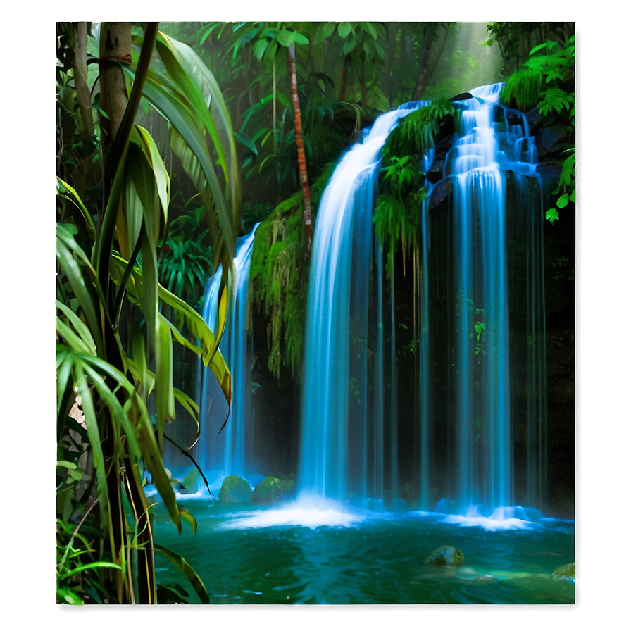 Waterfall In Dense Jungle Png Klc PNG