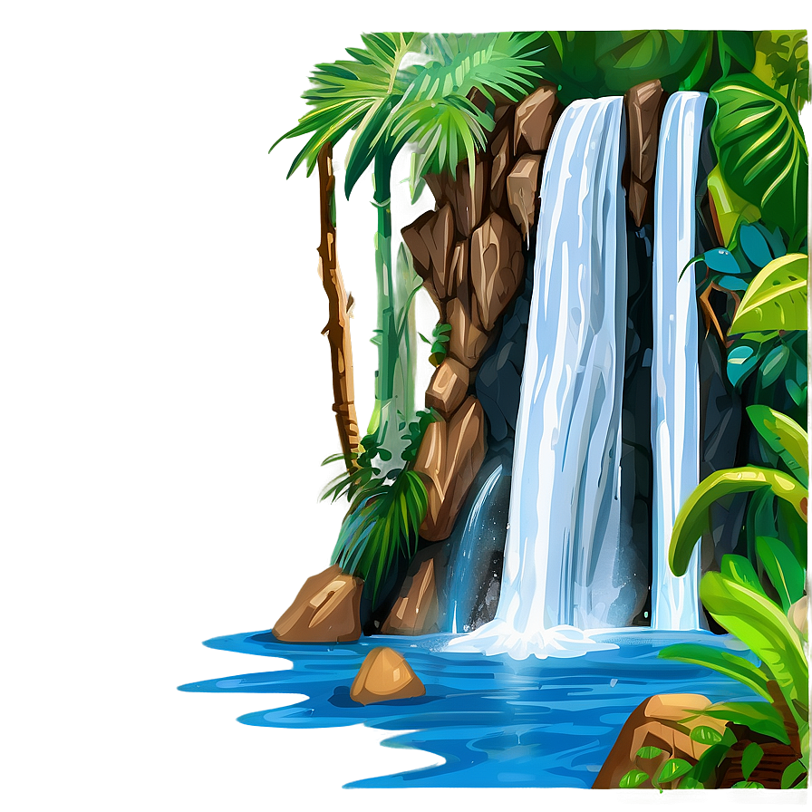 Download Waterfall In Dense Jungle Png Rrp35 