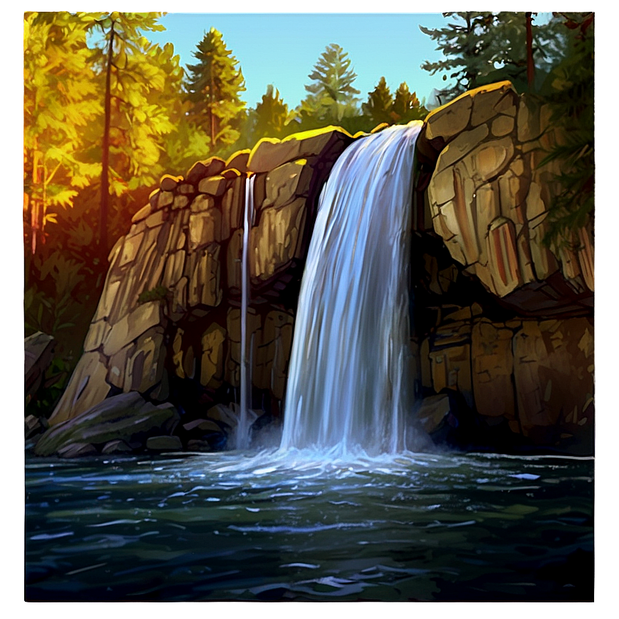 Waterfall In Golden Hour Light Png 05212024 PNG