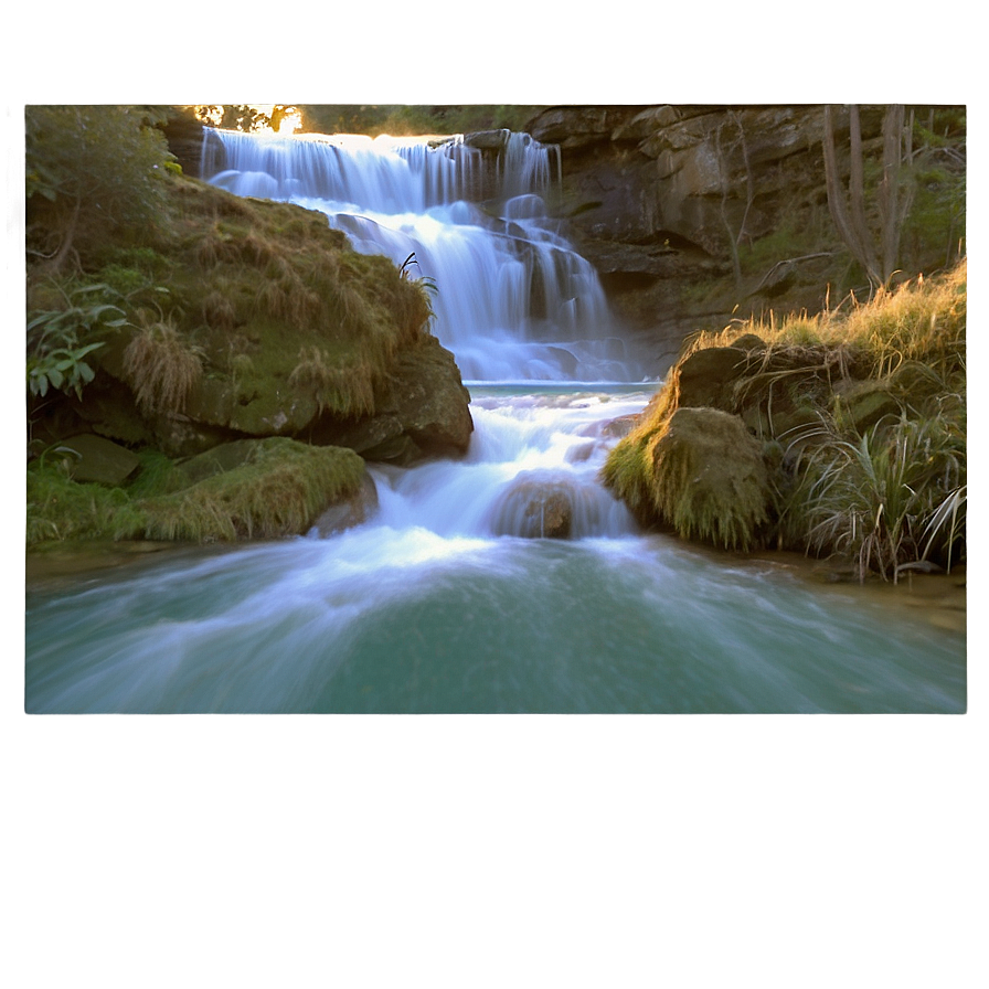 Download Waterfall In Golden Hour Light Png Iwe66 | Wallpapers.com