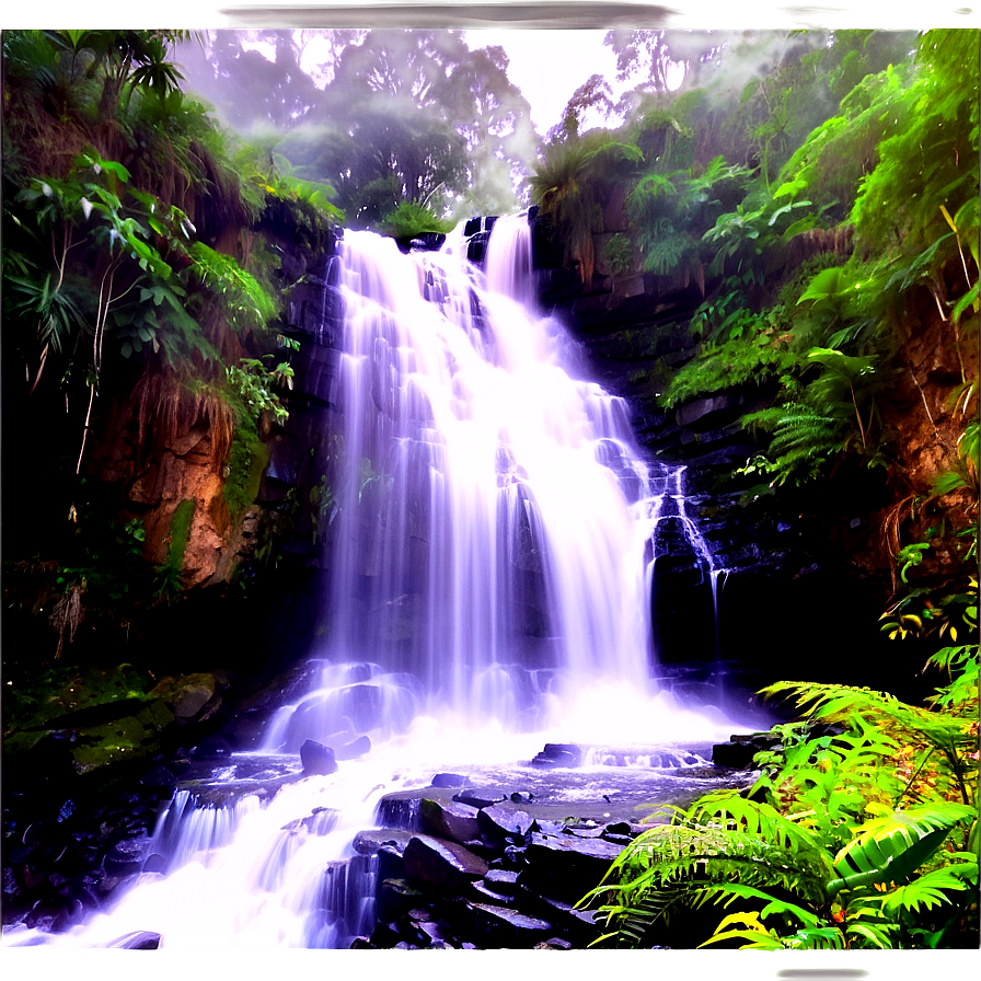Waterfall In Misty Morning Png 05212024 PNG