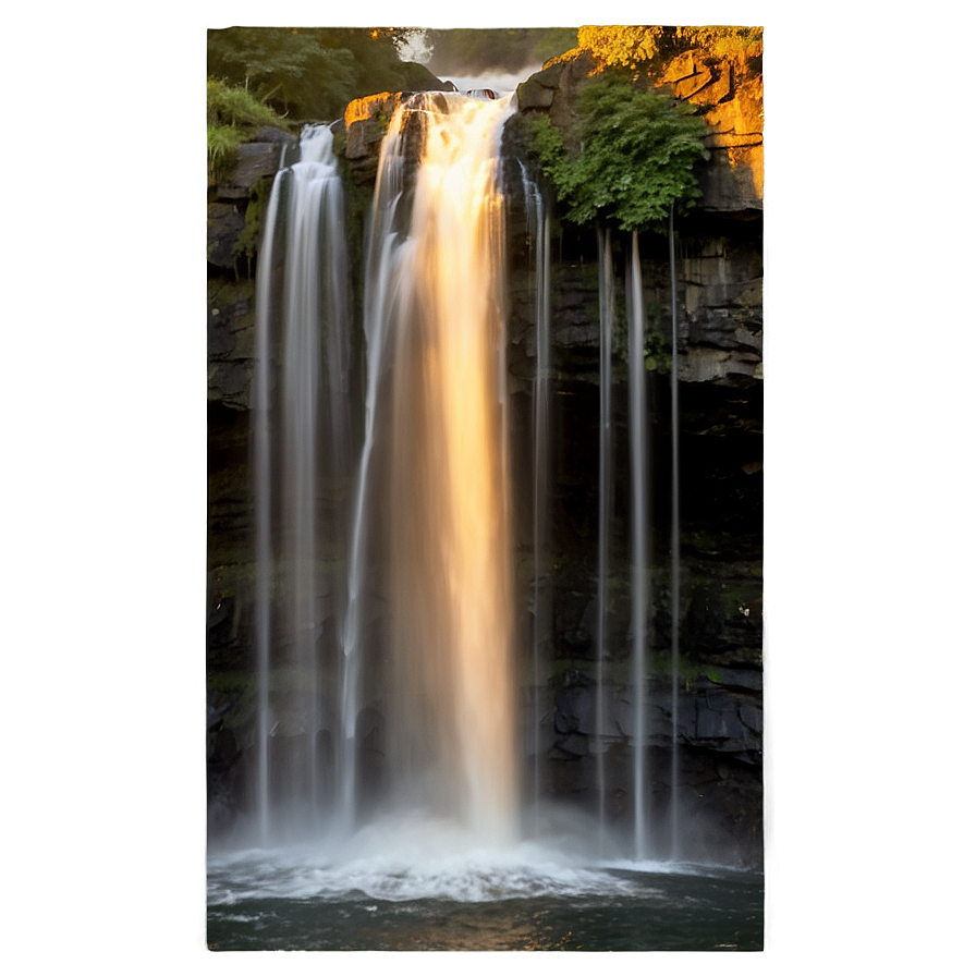 Waterfall Sunset Silhouette Png Tpk21 PNG