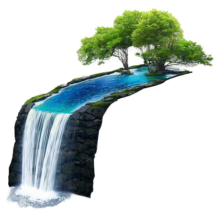 Waterfall With Colorful Fish Png Kju56 PNG