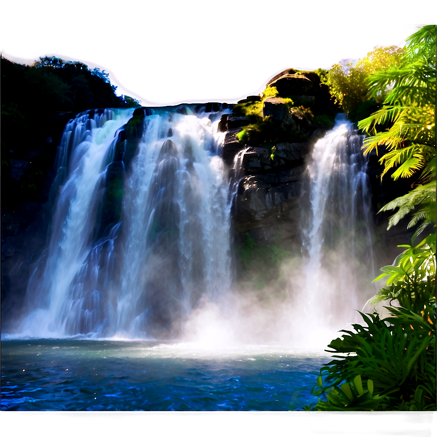 Waterfall With Sunbeam Rays Png 05212024 PNG