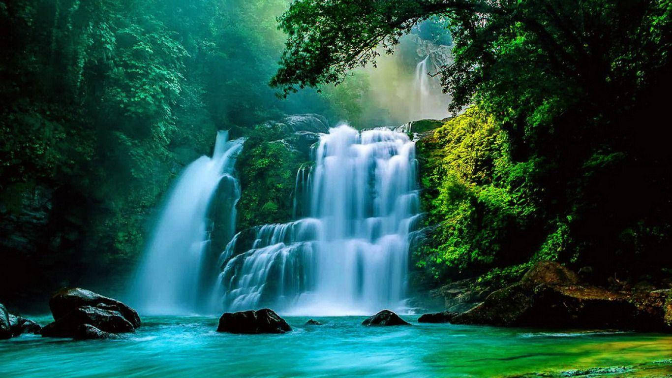 Waterfalls Blue Water Wallpaper