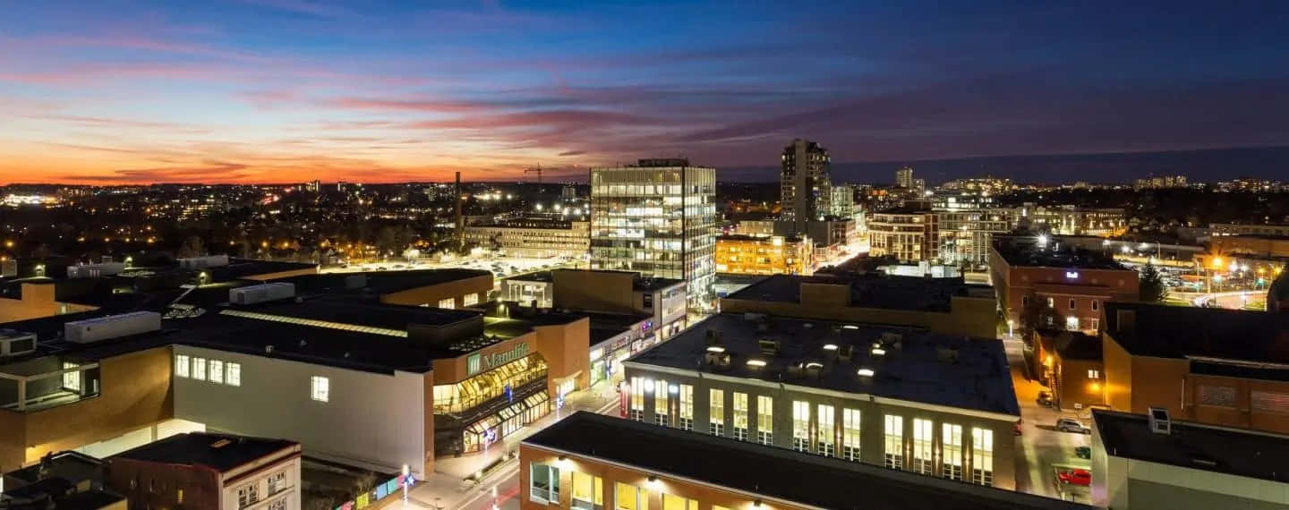 Download Waterloo Canada Cityscape Dusk Wallpaper | Wallpapers.com