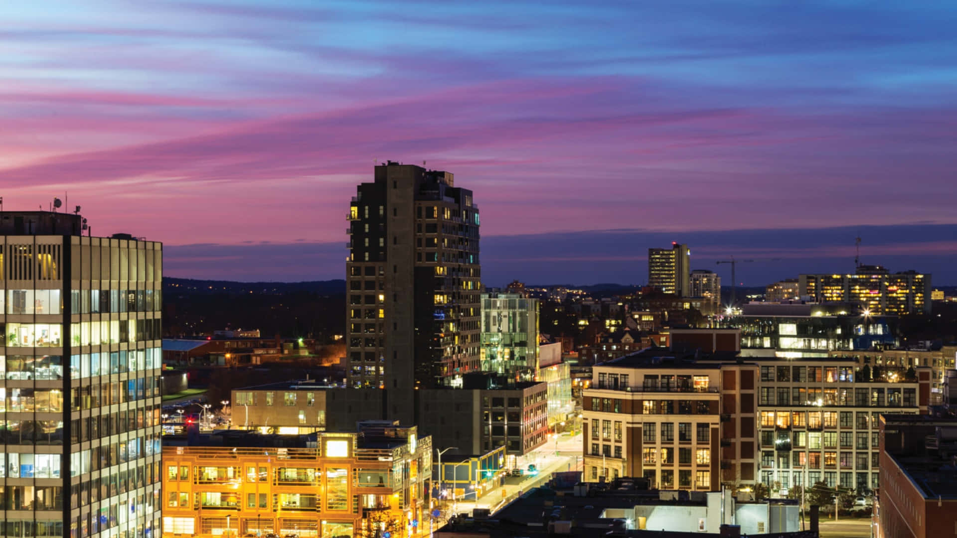 Waterloo Canada Cityscape Dusk Wallpaper