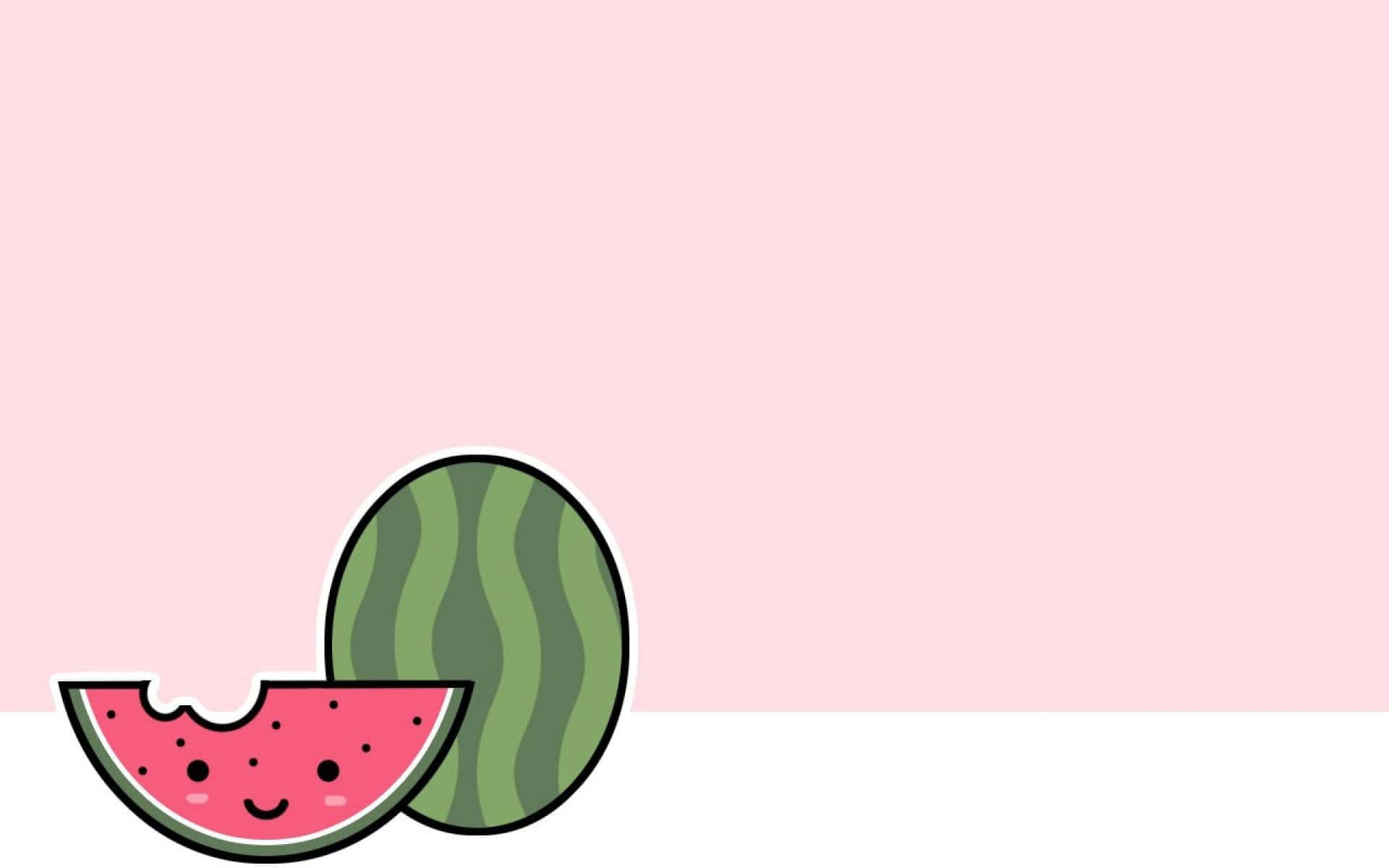 Adorable Bitten Sliced Watermelons Background