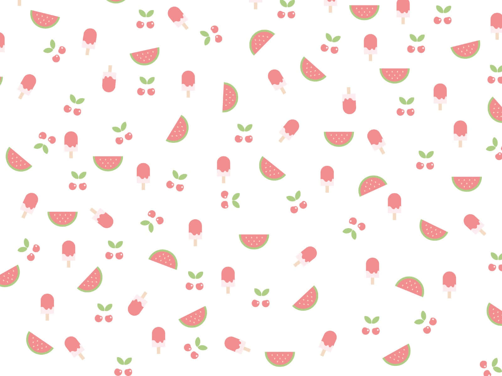 Pink Cherries Ice Cream And Watermelons Background