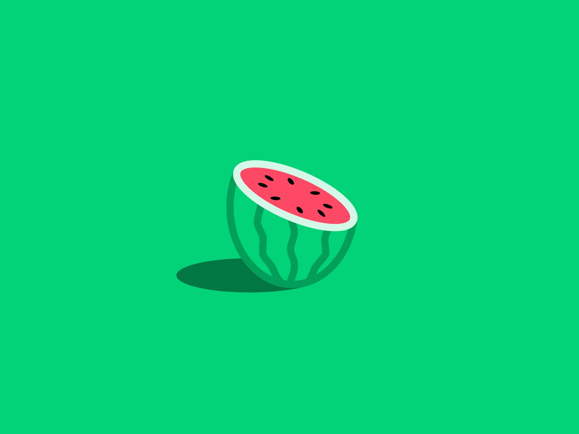 Sweet Half Sliced Watermelon Green Background