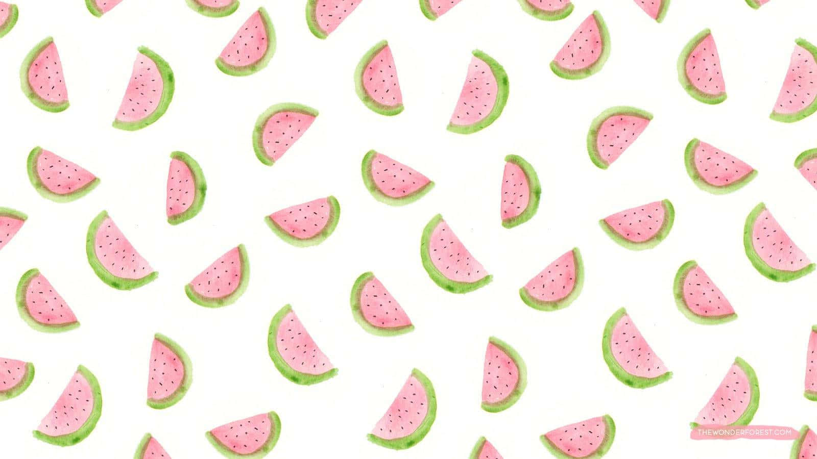 Wassermelonenscheiben Im Aquarell-muster Wallpaper