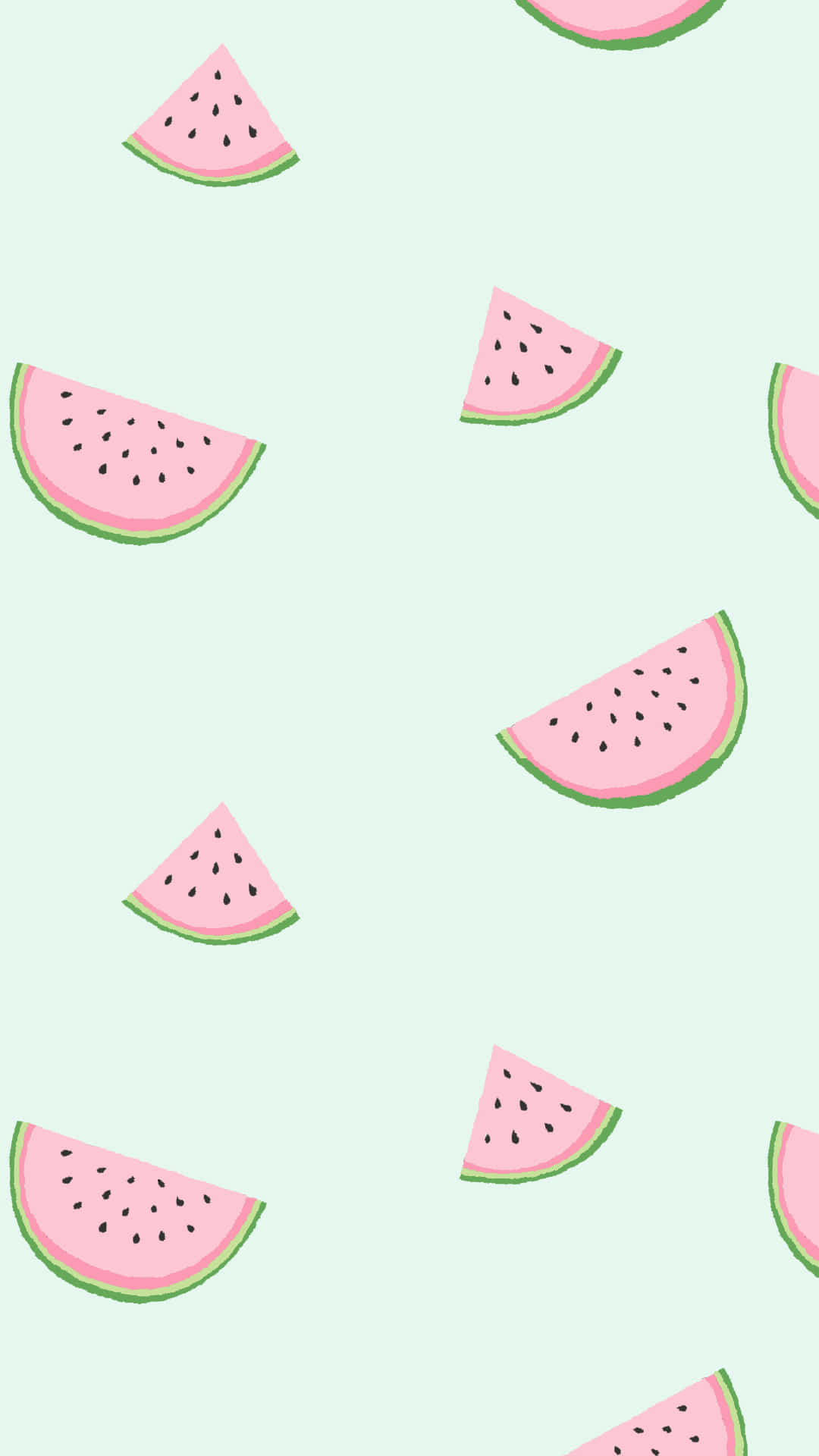 Watermelon Slices On A Green Background Wallpaper