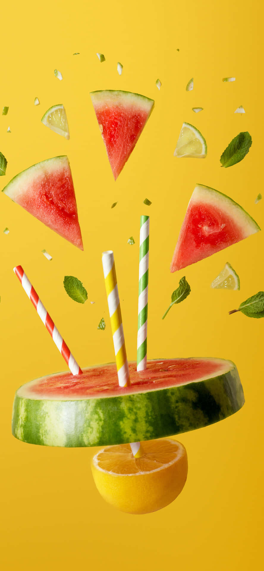 Genießeeinen Wassermelonen-hintergrund Für Dein Iphone Und Peppe Deinen Startbildschirm Auf! Wallpaper