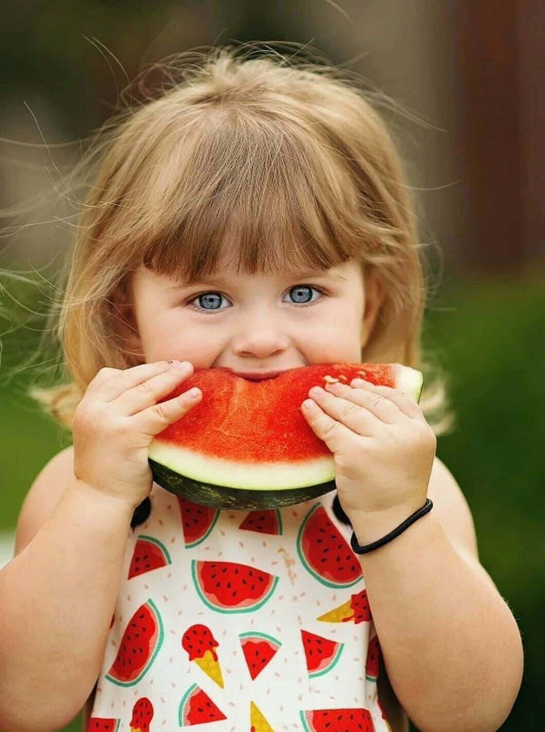 Enjoying a taste of summer with a refreshing, juicy watermelon!