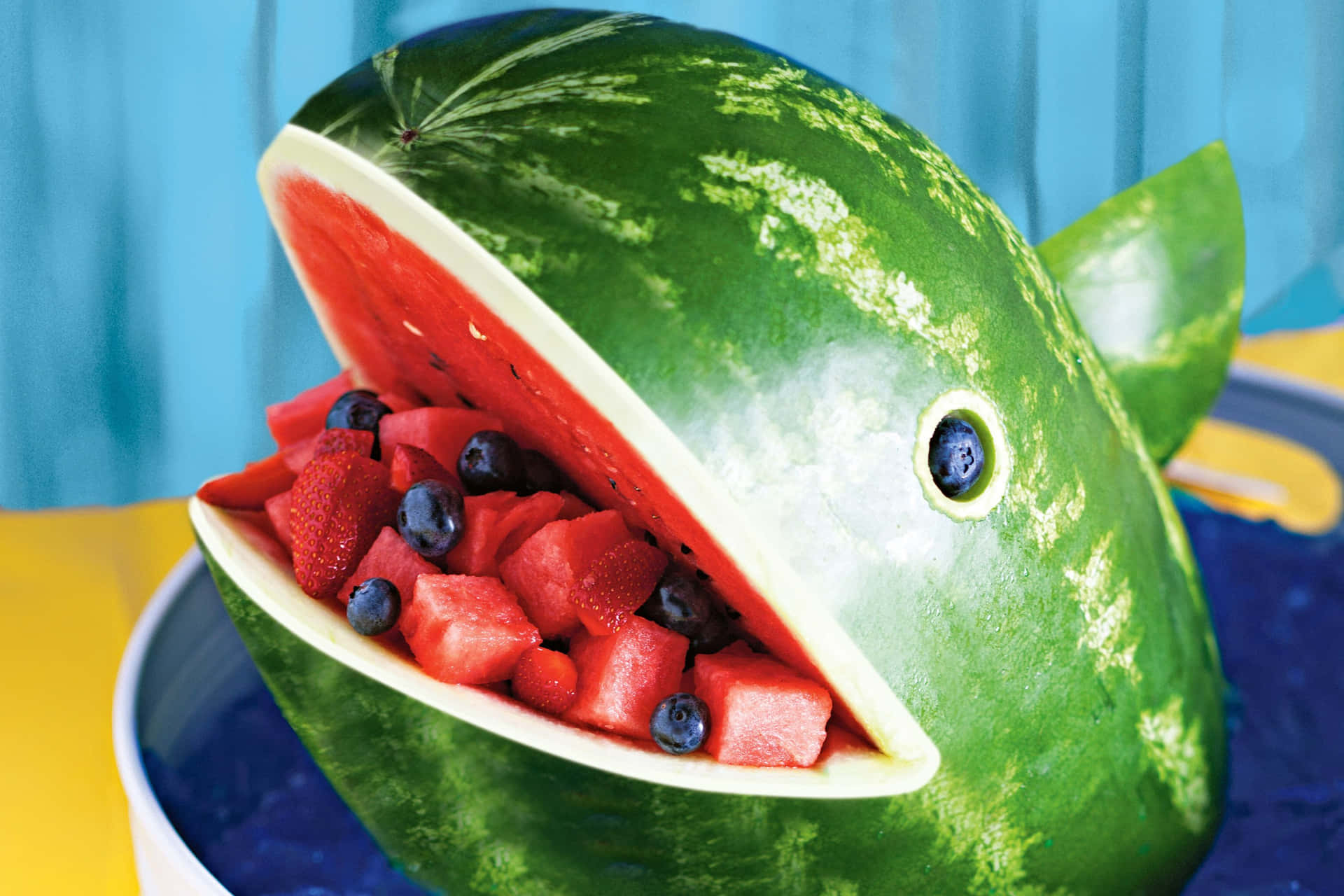 Enjoying a fresh watermelon on a summer day