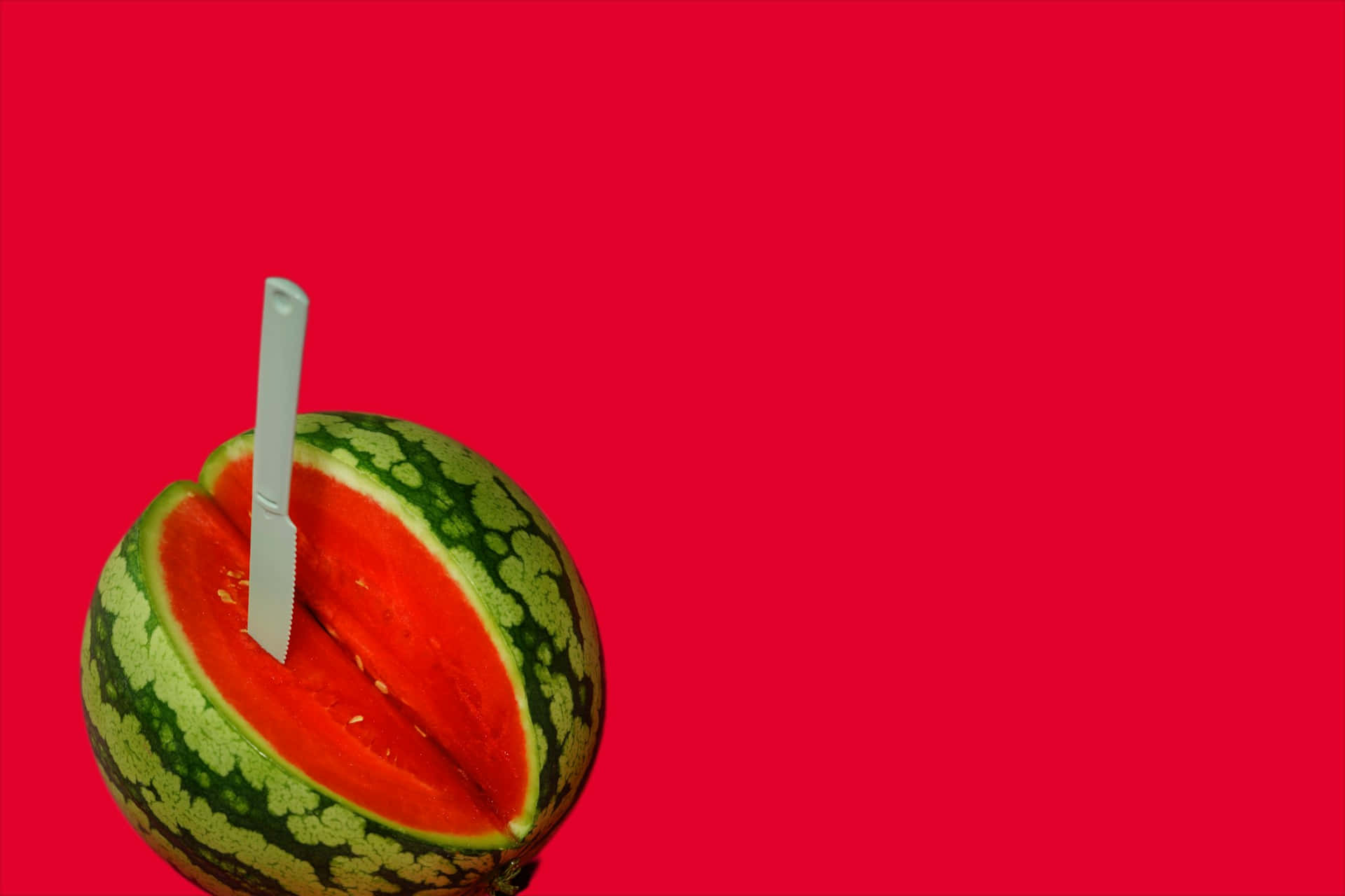 Watermelon Slice Red Background Wallpaper