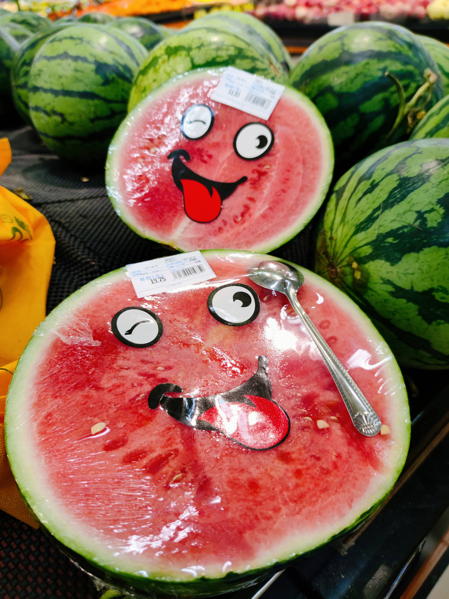 Watermelon With Cartoon Eyes Wallpaper