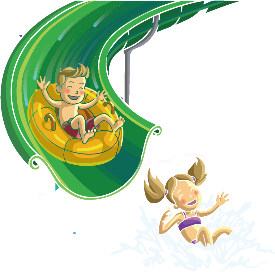 Waterpark Fun Illustration PNG