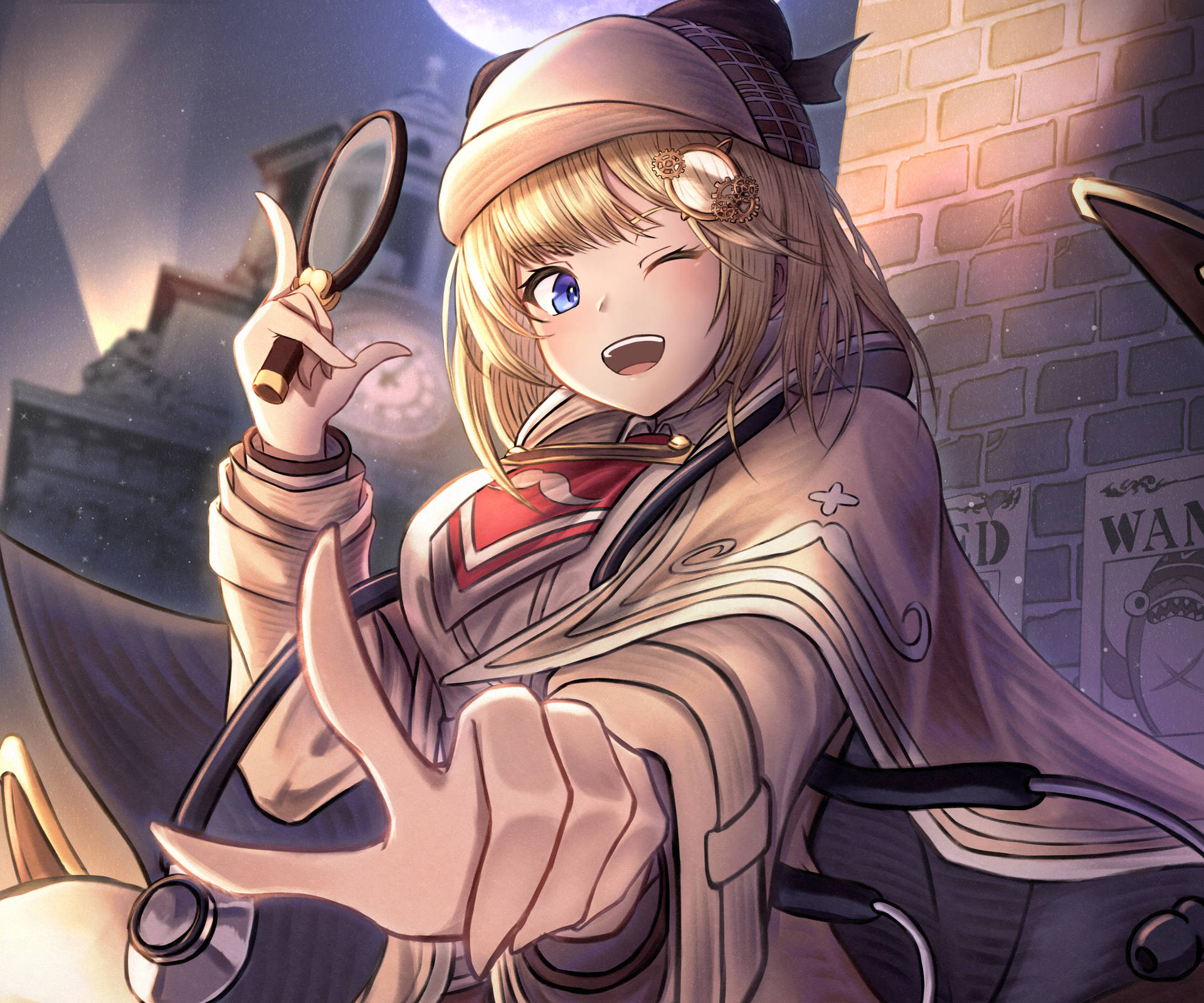 Watson Amelia in her Signature Detective Outfit Wallpaper