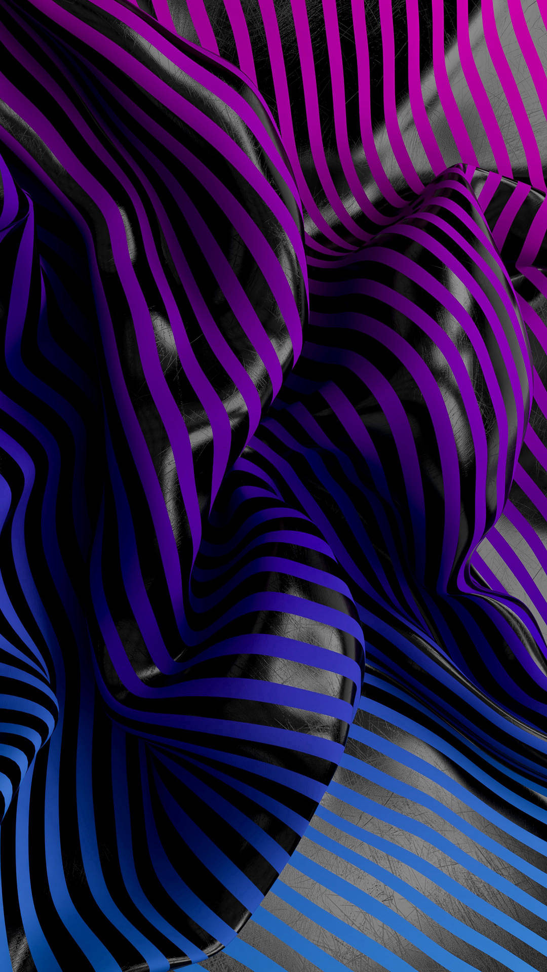 Waveform 3D Violet Striped Abstract Wallpaper