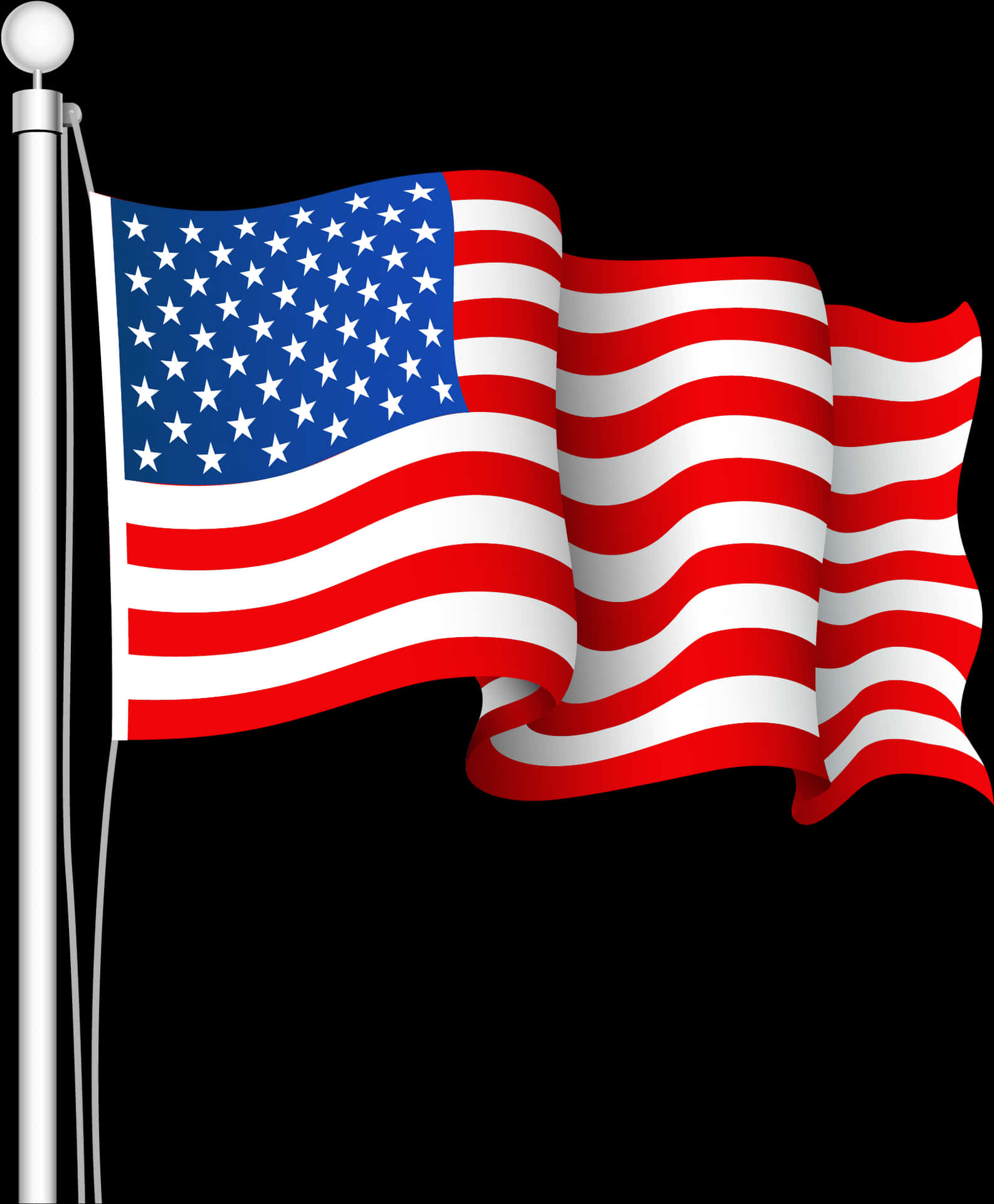 Waving American Flag Graphic PNG