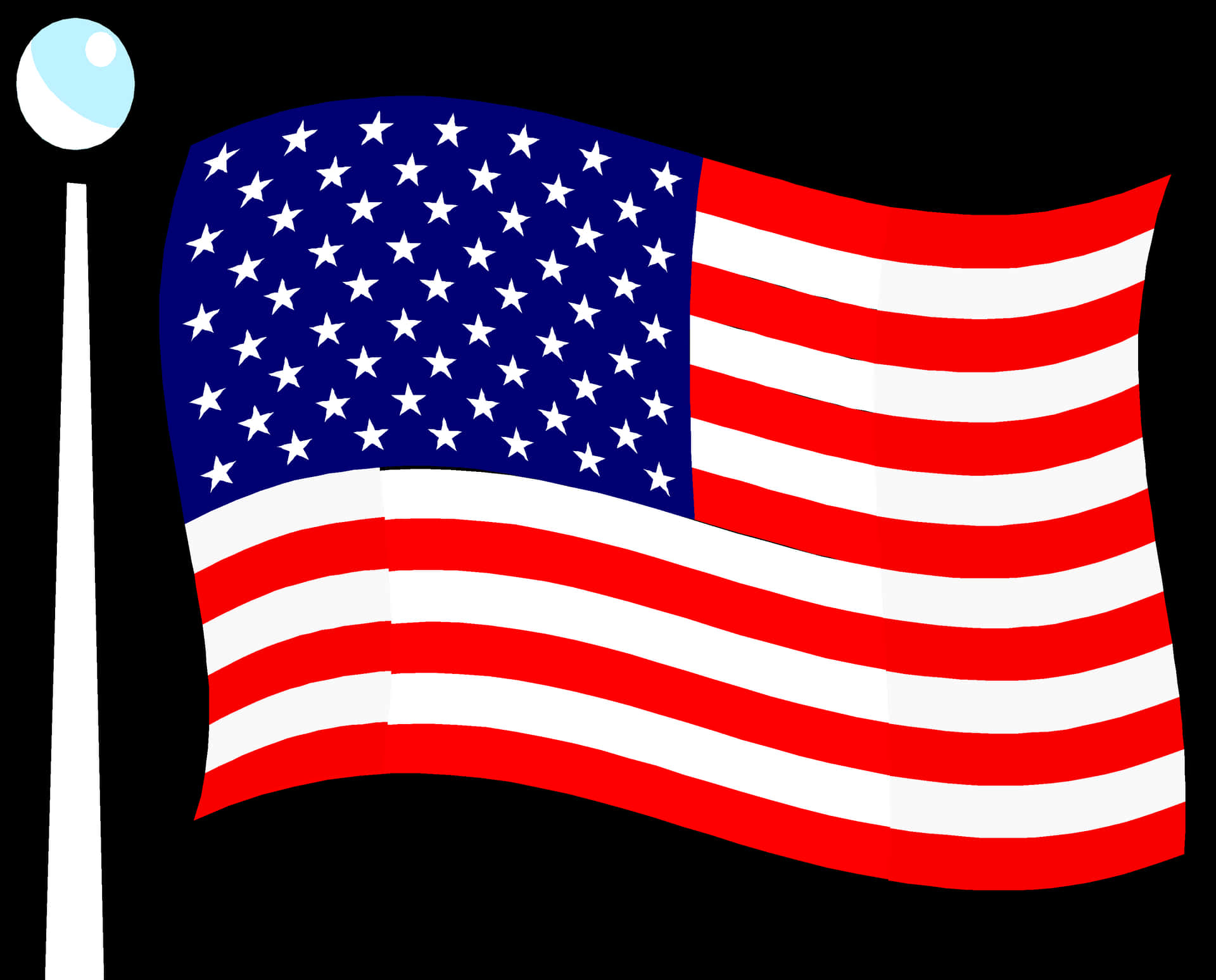 Waving American Flag Illustration PNG